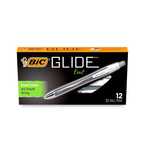 BIC Glide Exact (Formerly Atlantis Exact) Retractable Fine Point 0.7mm Pens, Black Ink, Dozen (VCGN11BK)