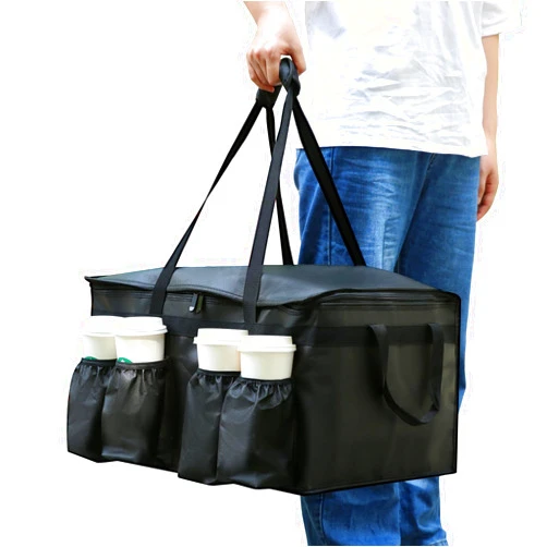 Musbus Catering Bag for doordash 22x14x13 hot Boxes Insulated Food Delivery Bag with Cup Holders/Drink Carriers Premium XXL, Great for Beverages, Grocery, Pizza, Commercial Quality Hot and Cold