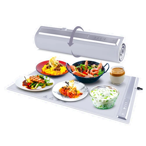 KINGMING Electric Warming Trays for Food, Foldable & Portable Warming Tray with Silicone Nano-Material, Full-Surface Heating Mat with Adjustable Temperature, Versatile Food Warmers for Buffets Potluck Party.