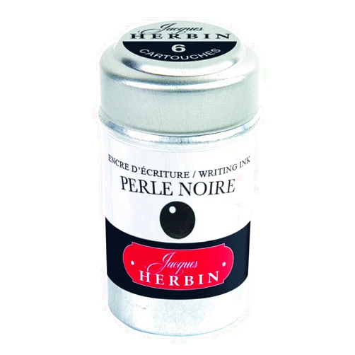 Jacques Herbin Herbin Fountain Pen Ink - 1 tin of 6 cartridges - Perle Noire
