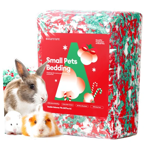 BUCATSTATE Christmas Hamster Bedding 70L, 99% Dust-Free and Odor Control Guinea Pig Bedding, Natural Paper Rabbit Bedding for Rat Syrian Dwarf Hamsters Gerbils (Christmas Color)