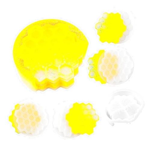 Framendino, 5 Pack Honeycomb Coaster Silicone Resin Molds Set with Organizer Box Bee Epoxy Making Kit Tray for DIY Crafts Coffee Cup Mats Home Decoration