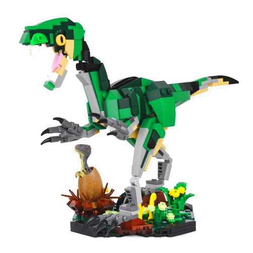 LUXEBLOCKS Velociraptor Dinosaur Building Set-437PCS Model with Baby Raptor & Hatching Egg, Dynamic Display with Movable Joints for Collector Office Decor