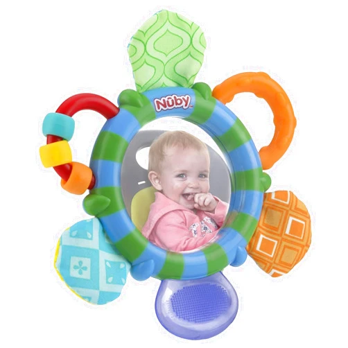Nuby Look-at-Me Mirror Teether Toy (Blue Green)
