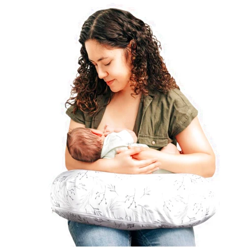 Boppy Nursing Pillow - Ergonomic Bottle & Breastfeeding Pillow with High, Firm, Large Area, Water-Repellent Cushion with Washable Cover; Baby Safety Alliance Verified - Gray Gentle Leaves
