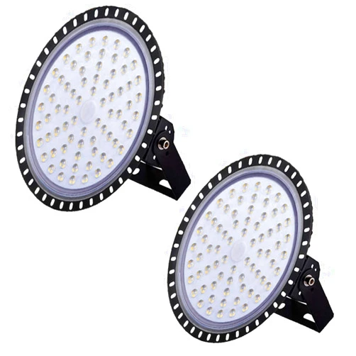 Hengshitong 300W LED UFO High Bay Lights IP56 Waterproof 110V LED Lighting Fixture 24000LM 6500K Warehouse Industrial Factory Shop Lamp Commercial for Garage Factory Workshop Gym, etc. (Black, 2)
