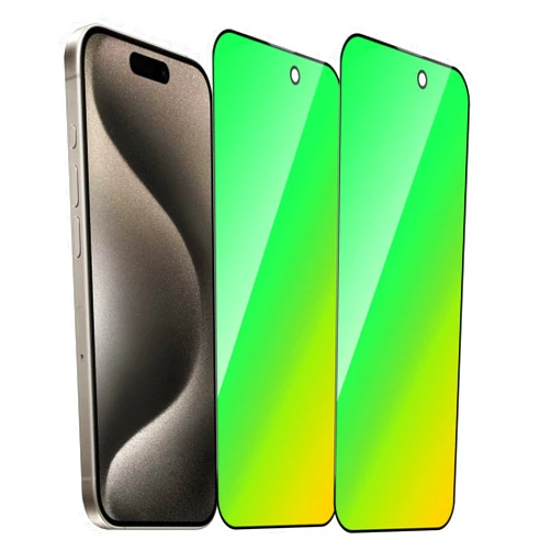 Eliphelet 2 Pack for iPhone 15 pro Privacy Screen Protector Tempered Glass for 15pro 6.1inch Gradient Green Anti Blue Light Anti Spy Easy Installation Bubble Free Full Coverage