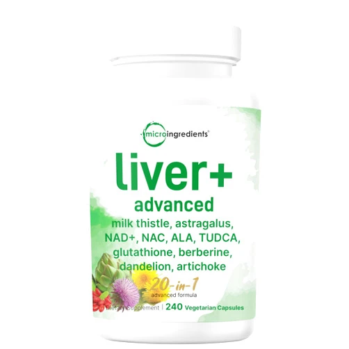 Micro Ingredients Liver Advanced, 240 Veggie Capsules | 20-in-1 Complex + Milk Thistle, Dandelion, NAD, NAC, ALA, TUDCA, Glutathione, Artichoke, Turmeric, & Astragalus | Non-GMO, Gluten Free
