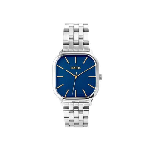 Breda Visser 1737 Square Wrist Watch with Stainless Steel Bracelet, 35MM