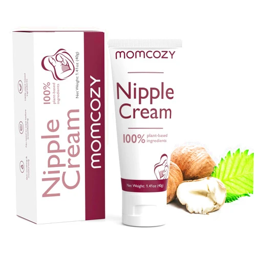 Momcozy 100% Natural Nipple Cream, Vegan Lanolin-free Nipple Balm, Soothing Cream for Sore, Cracked Nipples, Breastfeeding Essentials for Nursing & Pumping Moms, 1.41 oz
