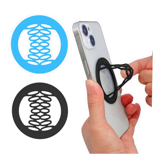 YINGMORE Phone Grip Strap Holder Elastic Silicone Cell Phone Gripper for Back of Phone Loop Finger Holder for Hand, Compatible with iPhone, Samsung, Android Smart Phone, 2pcs (Black/Blue)