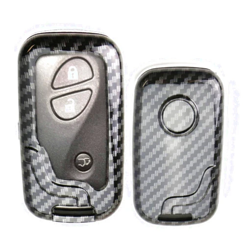iJDMTOY Exact Fit Black Glossy Carbon Fiber Finish Key Fob Shell Compatible with Lexus is ES GS LS CT LX GX RX, etc 1st Gen Smart Keyless Fob