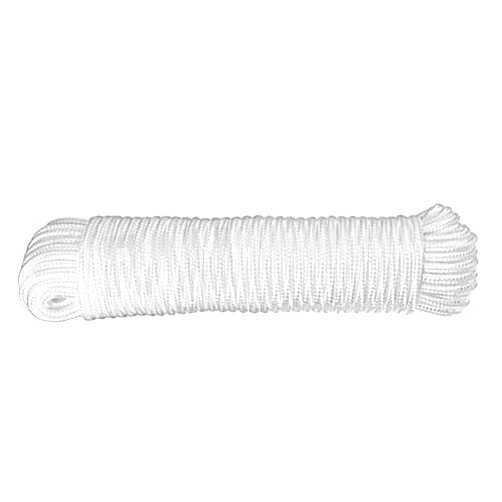 FLYBUG 6mm (1/4 inch) Nylon Braided,Multi-Purpose Flagline Rope,High Strength Rope for Camping,Awning Tie Downs,Art and Decorative Knot Work Crafts,General Use,White（25 Foot/50 Foot/100 Foot