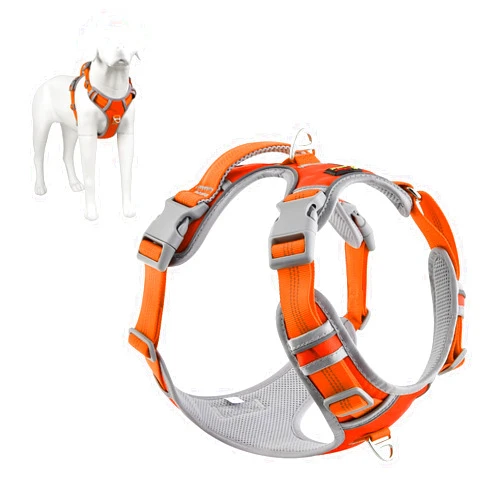 Plutus Pet No Pull Dog Harness, Release At Neck, Reflective Adjustable Dog Vest Harness, Easy Control Handle for Walking, for Small Medium Large Dogs, Orange, S