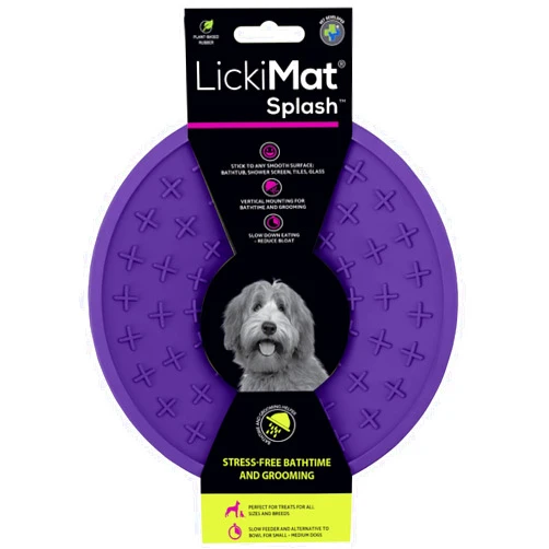 LickiMat Splash, Dog Slow Feeder Bowl Lick Mat, Boredom Anxiety Reducer, Sticks to Smooth Surface; Perfect for Food, Treats, Yogurt, or Peanut Butter. Fun Alternative to a Slow Feed Dog Bowl
