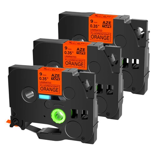 Cruxer 3 Pack Compatible with Brother P-Touch TZe-B21 TZ-B21 TZeB21 TZB21 Black on Orange, Fluorescent Laminated 0.35