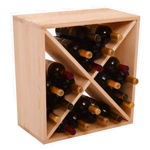 AUTURN 24 Bottle Modular Wine Rack Wood Stackable Holder Storage Organizer Cube Tabletop Stand Freestanding Display Shelves for Bar, Kitchen, Wine Cellar, Basement, Home