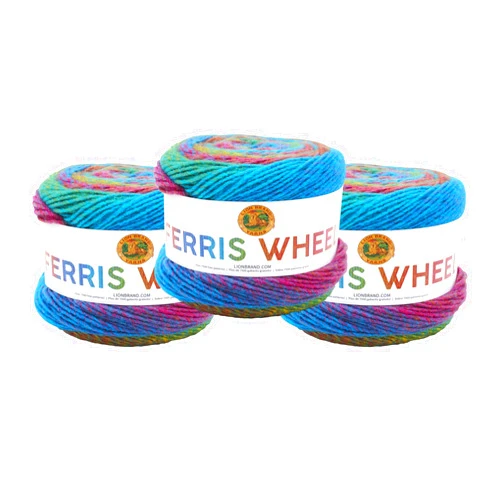 Lion Brand Yarn Ferris Wheel Yarn, Roving Multicolor Yarn for Knitting, Crocheting, and Crafts, 3 Pack, Sprinkles