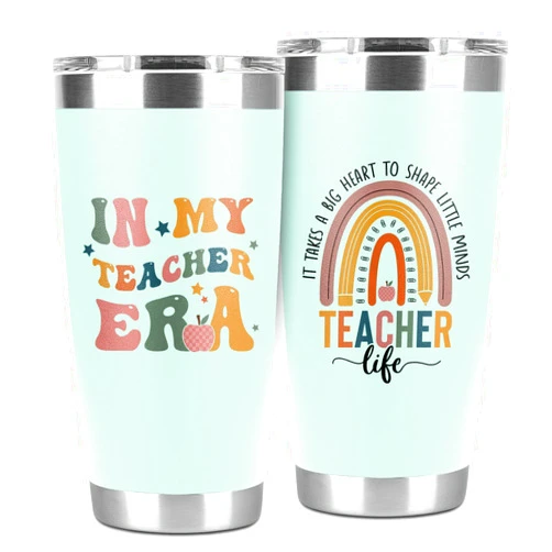 9CLEVER In My Teacher Era Cup Tumbler Cool Teacher Gifts Back To School End Of Year Future Teachers New Tutor Retirement Thank You Teachers Appreciation Drinking Cups 20 Oz Gifts Ideas
