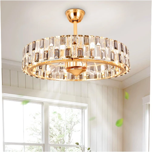 BvenuBigLite Chandelier Ceiling Fan with Light: 30 Inch Modern Ceiling Fan with Remote 6 Speed 12-Light Reversible - Gold Fandelier Ceiling Fans for Low Profile Bedroom