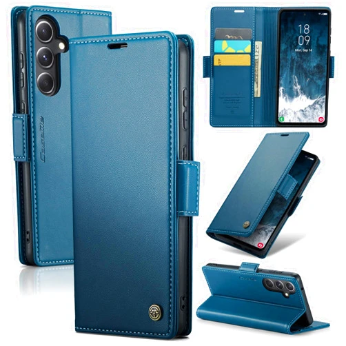 Taneny for Samsung Galaxy S24 FE Case, [RFID Blocking] Magnetic Closure PU Leather Wallet Flip Case with Card Holder Kickstand Shockproof Phone Cover for Samsung Galaxy S24 FE 5G (Blue)
