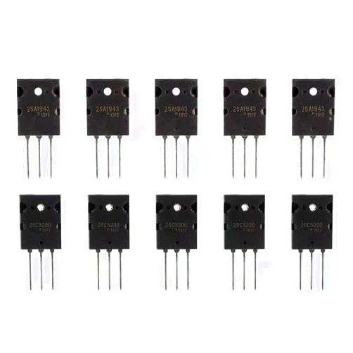 BOJACK 5 Pairs 2SA1943 2SC5200 Amplifier Transistor PNP NPN High Power Black Audio SiliconTransistor TO-3PL (Pack of 10 pcs)
