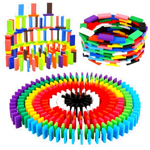 BigOtters Super Domino Blocks, 360PCS Bulk Domino Start Kit 12 Colorful Wooden Domino Blocks Educational Racing Game for Kids Birthday Party Favor