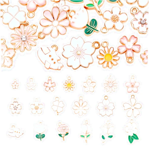 Boutigem Flower Enamel Charms Spring Floral Pendants Colorful Tulip Sakura Cherry Blossom Daisy Rose Metal Dangle Charms Cute Hang Ornament for DIY Crafts Jewelry Making