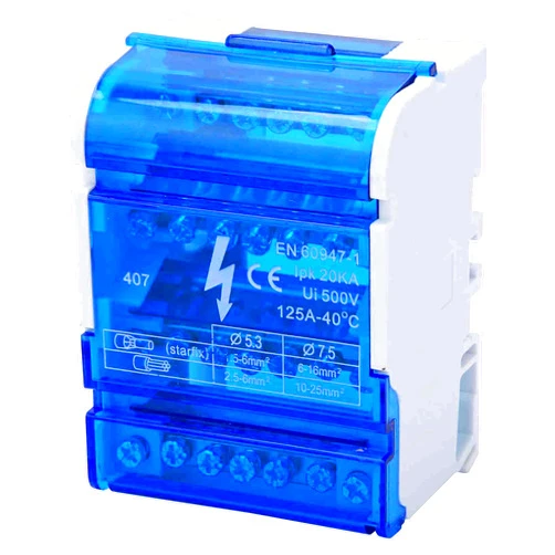 flexman Terminal Block Distribution Box, 4 Levels Junction Box, 407 Transparent Cover, 125A 500V 4 Input 24 Output Din Rail Mounting Single Phase Terminals Case, Computer Room Cabinet Wire Splitter