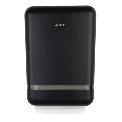 AIKE 400 Sheets Multifold Paper Towel Dispenser for Commercial Wall Mount Tissue Dispenser with Lock Large Capacity Black (Folded Size 9.0