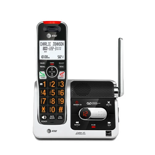 AT&T BL102 DECT 6.0 Cordless Phone for Home with Answering Machine, Call Blocking, Caller ID Announcer, Audio Assist, Intercom, and Unsurpassed Range, Silver/Black