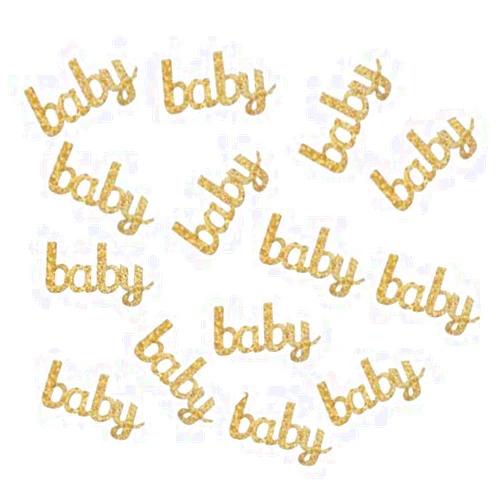 Vaujory Baby Shower Confetti Gender Reveal Party Table Confetti Double -Side Glitter Baby Paper Confetti, 100pcs (Gold)