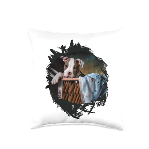 Hundewelpen süsse Motive für Hundeliebhaber Cute, Staffordshire Bull Terrier Dog Puppy Throw Pillow, 16x16, Multicolor