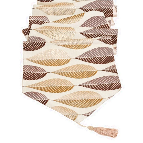 LivebyCare Elegant Short Leaf Jacquard Table Runners for Home Decorative Coffee Table Polyester Table Runner 13 x 48 Inches