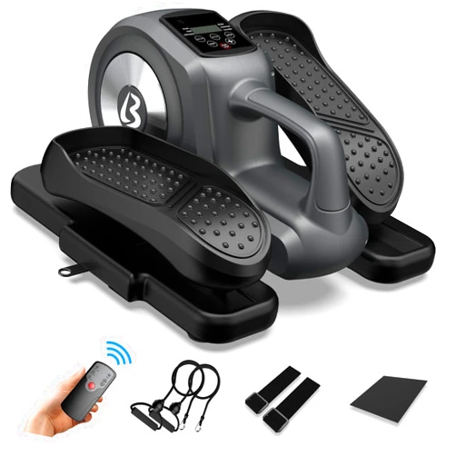 pooboo Under Desk Elliptical Machine, Ellipse Leg Exerciser for Seniors Fully Assembled, Portable & Quiet Electric Seated Pedal Exerciser with Remote Control & LCD Display Monitor