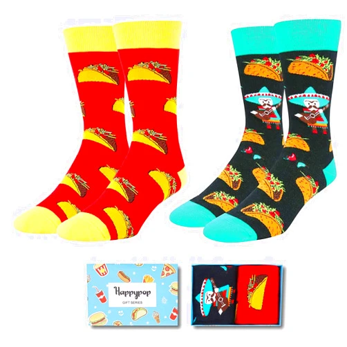 HAPPYPOP Funny Pickle and Taco Gifts - Food Socks for Food Lovers, Pickle Taco Socks for Men