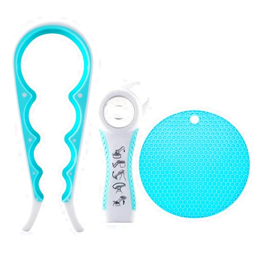 GZXTSKY Jar Opener for Weak Hands,5 in 1 Multi Function Bottle Opener and 4 in 1 Can Opener Kit for Seniors with Arthritis,Low Strength and Children,Multi Opener Set with Jar Gripper Pad (White)