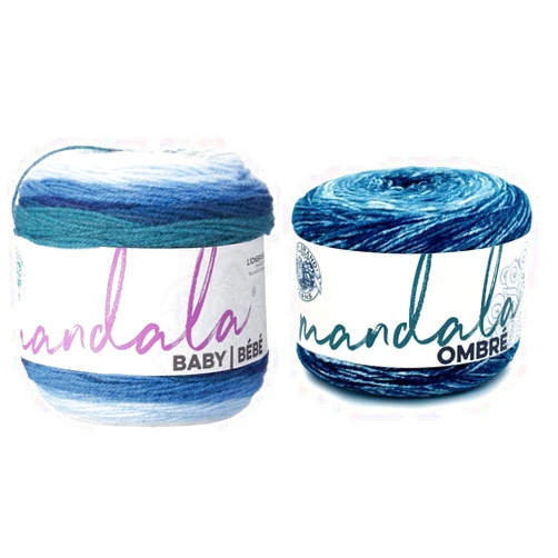 Lion Brand Yarn Mandala Ombré Yarn, Harmony, 1-Pack and Mandala Baby Yarn, Echo Caves, 1770 Foot (1 Skein)