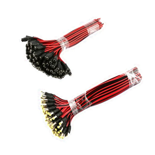 QLXHBOT 10 Pairs 12V 5A DC Power Pigtail Barrel Plug 2.1mm x 5.5mm Male Female Connector Cable for CCTV Security Camera and 12V Power Supply Adapter (Real 18AWG)