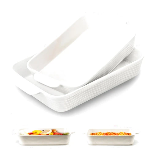Jemirry Ceramic Baking Dish Set, Casserole Dishes for Oven, Square Porcelain Bakeware Set with Handles, Lasagna Baking pan for Cooking, Perfect for Baking and Serving, Housewarming, Halloween, Thanksgiving, Christmas, New Year-White