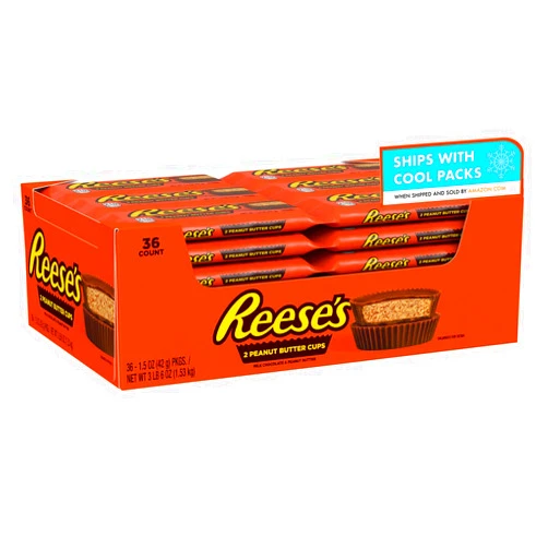 REESE'S Milk Chocolate Peanut Butter Cups, Candy Packs, 1.5 oz (36 Count)