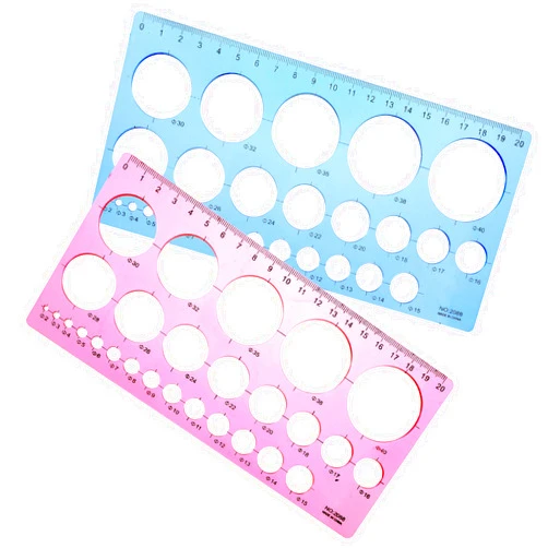 WY LIGHTING LEVEL 2 Pcs Circle Stencil Measuring Ruler Geometric Drawing Templates Multi-Function Plastic Drawing Aid Tool Scale Drafting Tools for School Office Painting Formwork DIY