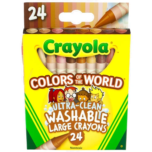 Crayola 24 Ct Large Ultra-Clean Washable Crayons, Colors of the World