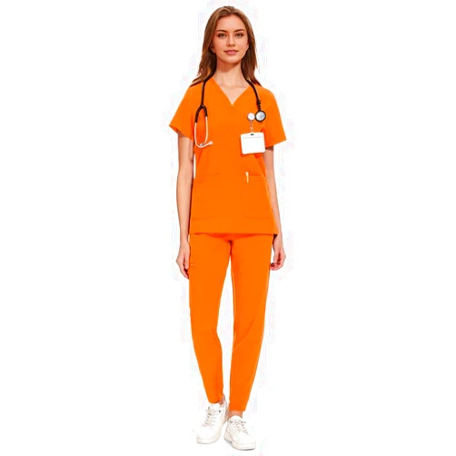 COZYFIT Medical Scrubs for Women Set - Curved V-Neck Scrub Top & Jogger Pants with 8 Pockets