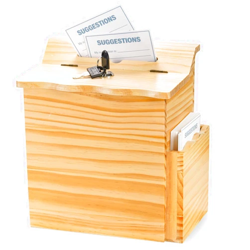 Frcctre Wooden Suggestion Box with Lock and 50 Free Suggestion Cards, Ballot Box Donation Box with Comment Card Box Collection Box Key Drop Box, Wall Mounted or Freestanding, 9