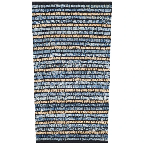 SAFAVIEH Cape Cod Collection 2' x 3' Blue / Natural CAP363A Handmade Flatweave Braided Cotton & Jute Accent Rug