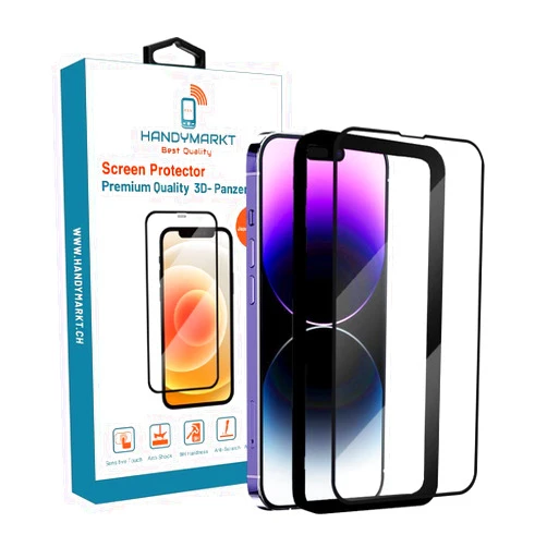HandyMarkt Screen Protector for iPhone 14 Pro Max 6.7 Inch, Screen Protector 9H Durable Tempered Glass Film with Easy Installation Frame, Clear Sensitive Full Coverage, Case Friendly.