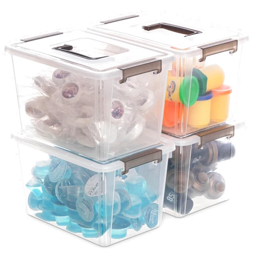 ITYLIFE CITYLIFE Citylife 4 Packs Plastic Storage Bins with Latching Lids Clear Storage Box with handle Stackable Storage Containers for Organizing Toys, Crafts, Tools