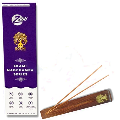Zabb Ekam Incense Sticks (36 Stick 50gm) Cleansing Incense Sticks-Hand Rolled -Free Stick Holder- Nag Champa