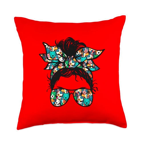 Bäume Meditieren, lustige Bayern Sprüche Girls with Bow and Dog Comic for Men Women Children Throw Pillow, 18x18, Multicolor